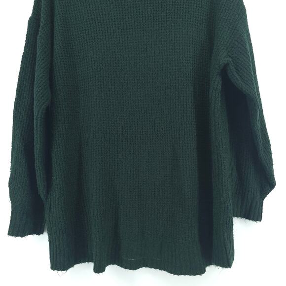 American Eagle VNeck Oversized Chunky Waffle Knit Tunic Hunter Green Split Hem M - Picture 11 of 12